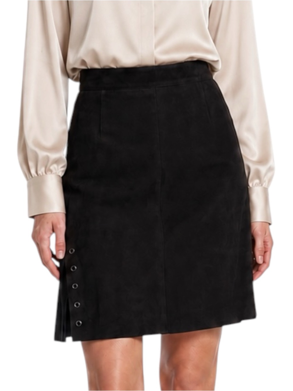 AKRIS PUNTO Black Lamb Suede Pencil Skirt US 4 Small